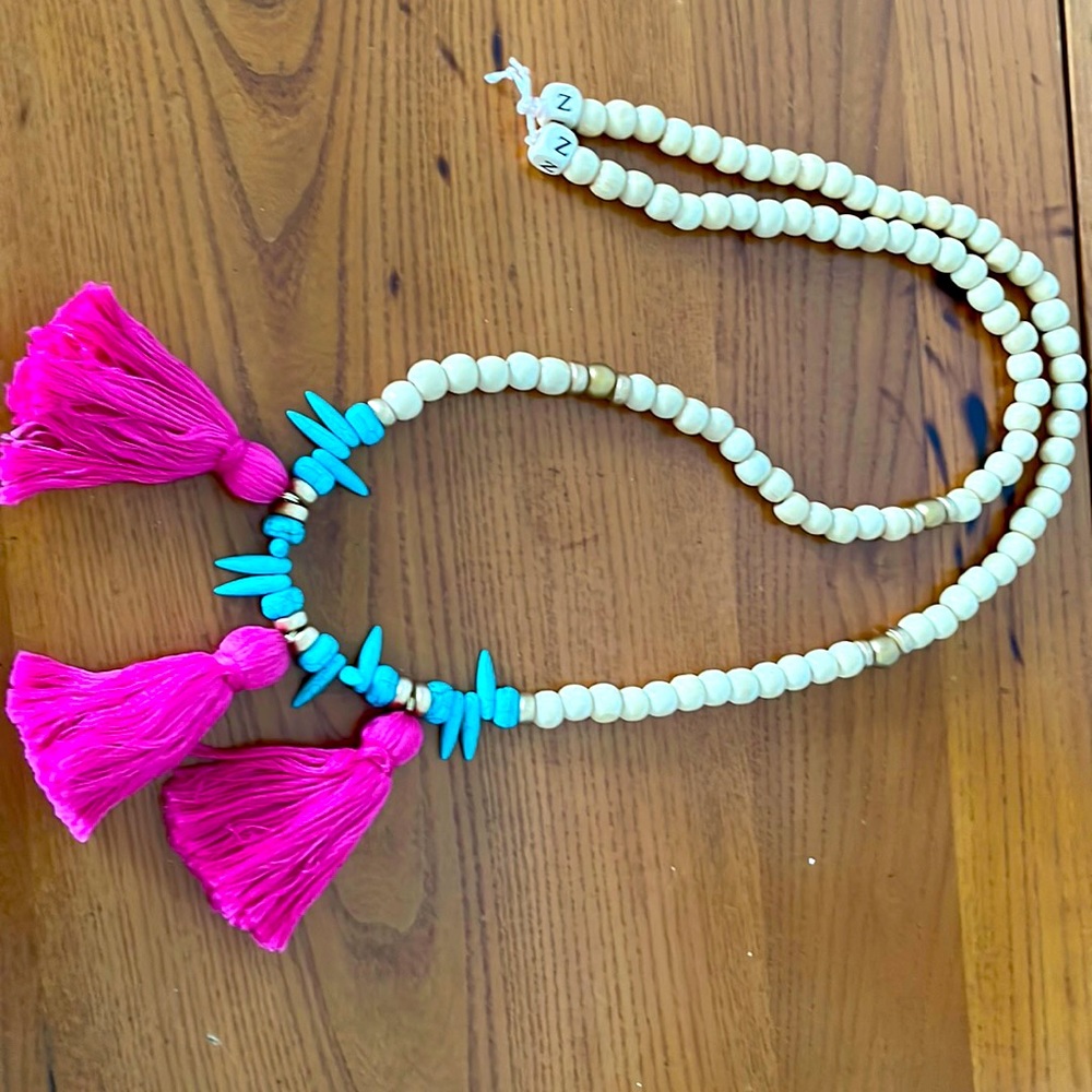 BoHo style bead and tassel necklace